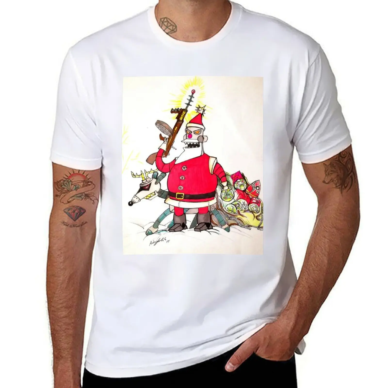 

cotton essential for t Santa shirts man for shirt futurama Robot shirts Claus T-Shirt graphic t man t