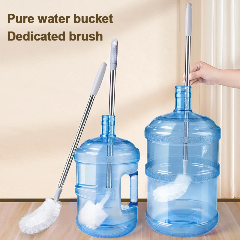 Household Bucket Washing Brush With Stainless Steel Rod Long Handle Cup Scrubber Kitchen Water Dispenser Cleaning Brush