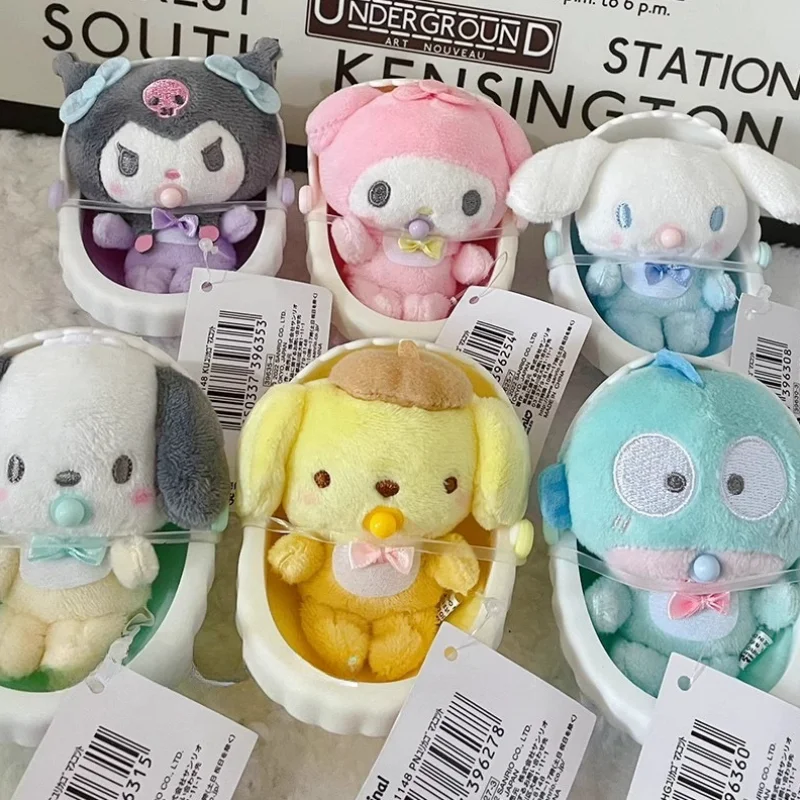 Genuine Sanrio Hello Kitty Cradle Pacifier Baby Doll Hangyodon Mymelody Kuromi Cinnamoroll Pochacco Cartoon Toy Cute Plush Gifts