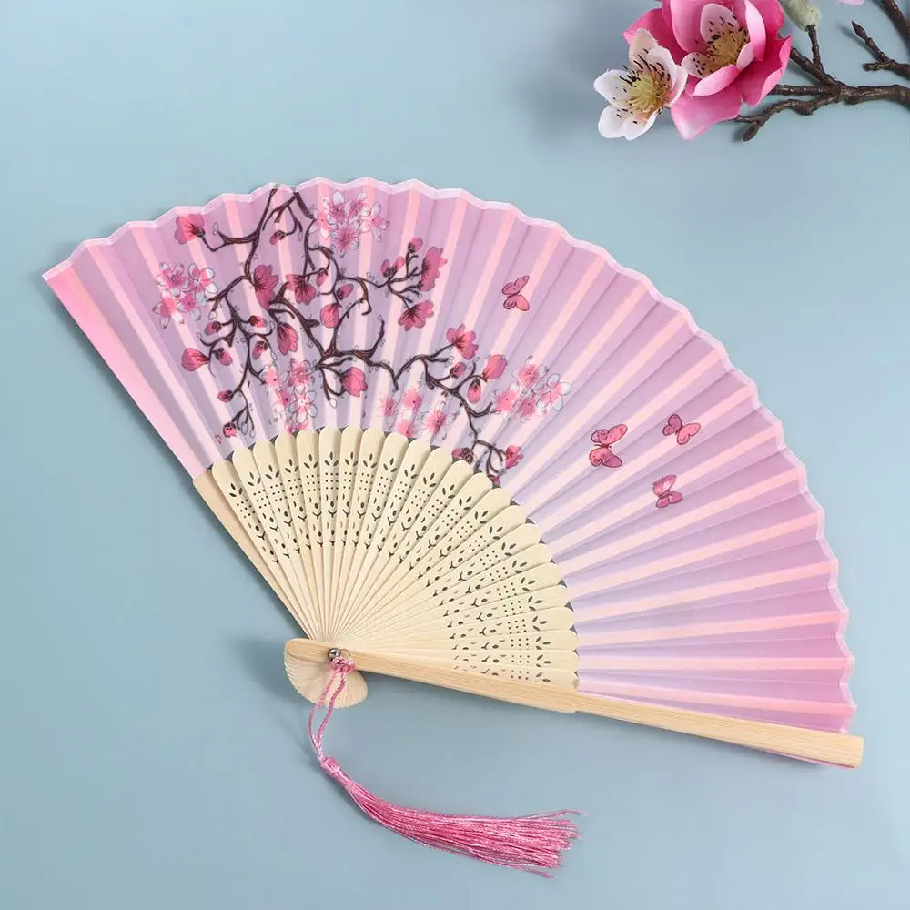 Gifts Folding Japanese Art Craft Pattern Bamboo Silk Photo Prop Tool Folding Fan Hand Held Flower Fan Dance Hand Held Silk Fan