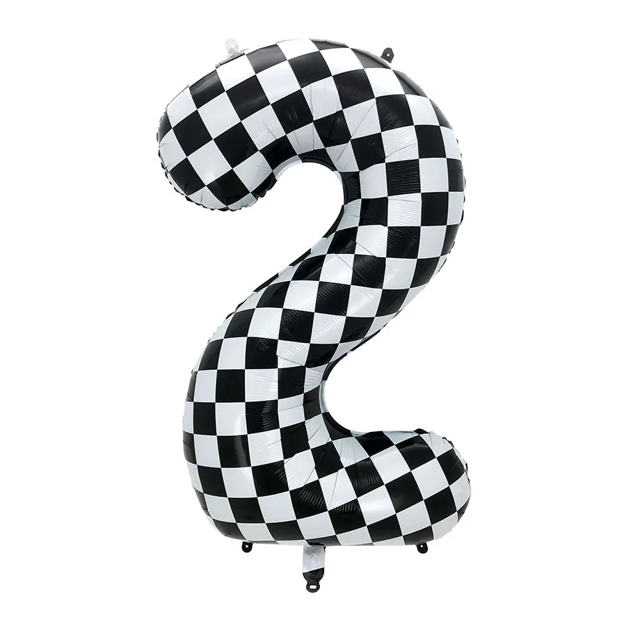 40 Zoll karierter digitaler Ballon, große schwarz-weiße Zahl 0–9, Folienballons für Rennwagen, Geburtstag, Motor, Party, Dekoration – Detail 10