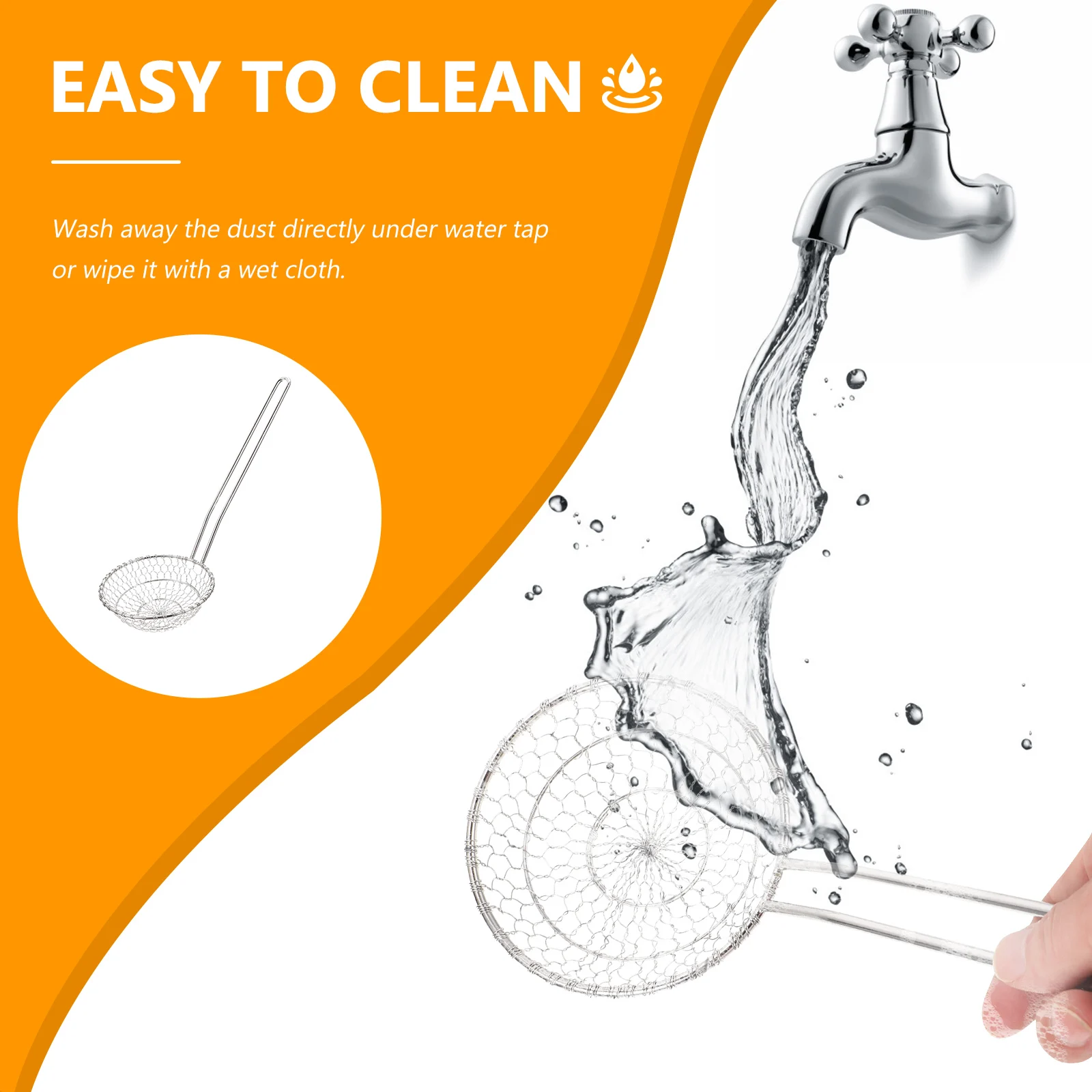 

1pc Stainless Steel Long Handle Skimmer Cooking Strainer Frying Spoon Metal Trainer Soup Strainer Heat Resistant Kitchen