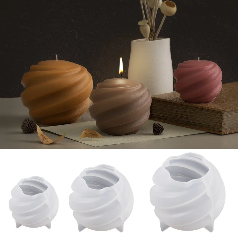 Circular Rotation Candle Mould Planet Rotating Spiral Carving Earth Ball Aromatherapy Candle Silicone Mold