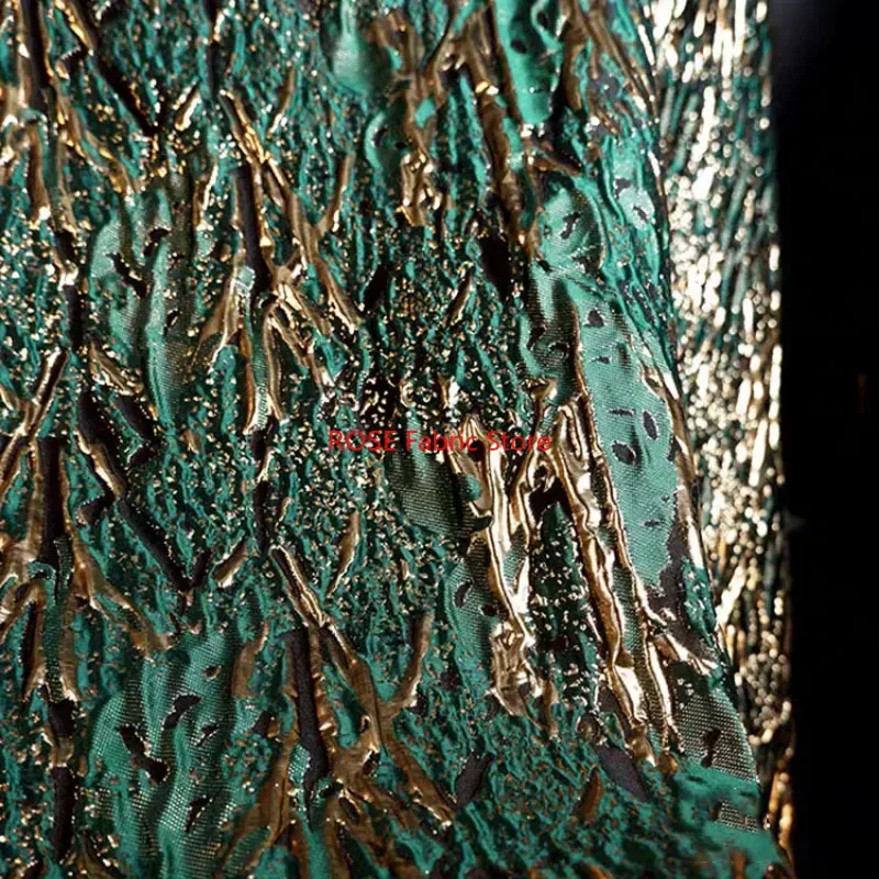 

1 Meter Shimmering 3D Gold Silk Relief Satin Jacquard Fabric Retro Formal Dress Hanfu Bag Decorative Sewing Fabric