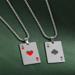 Zakol-2-Stück-Schmuckset für Männer und Frauen, Hip-Hop-Rock, Poker, Buchstaben, Schaufel, Herzketten, silberfarbene Schlüsselbeinkette, Choker 6 Hauptverkaufsspieler Halskette - №2