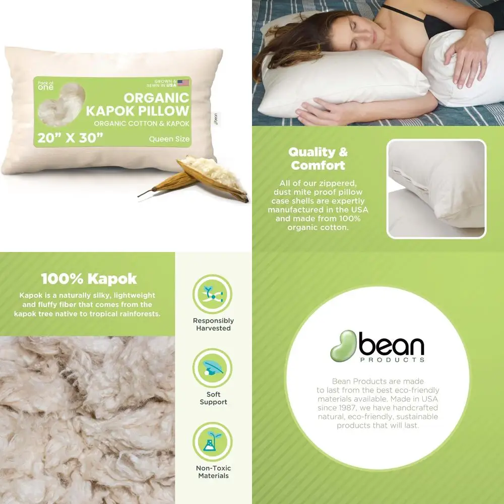 

Eco-Friendly Organic Cotton Queen Pillows - Breathable, Durable, Soft, and Supple for Comfortable Sleep