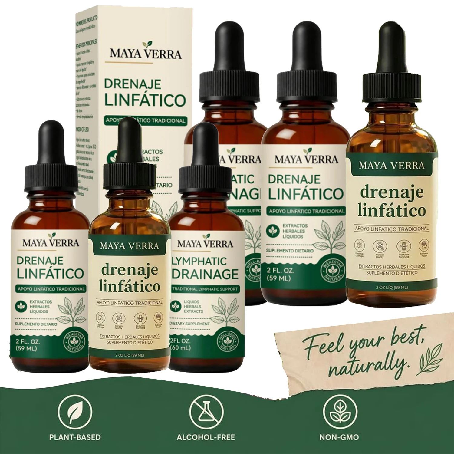 MAYA VERRA Lymphatic Drainage Drops Herbal Supplement, Herbal Body Serum Drops Swelling Relief Detoxify Reduces Body Care