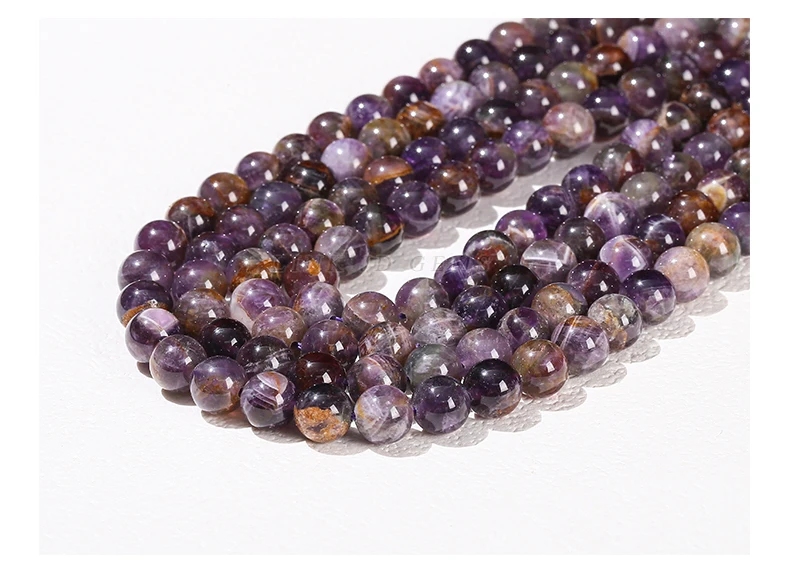 Großhandel 6 8 10mm Natürliche Geisteramethyst-Perlen Runde Lose Abstandsperlen Kristall für Schmuckherstellung DIY Halskette Armband Zubehör – Detail 8