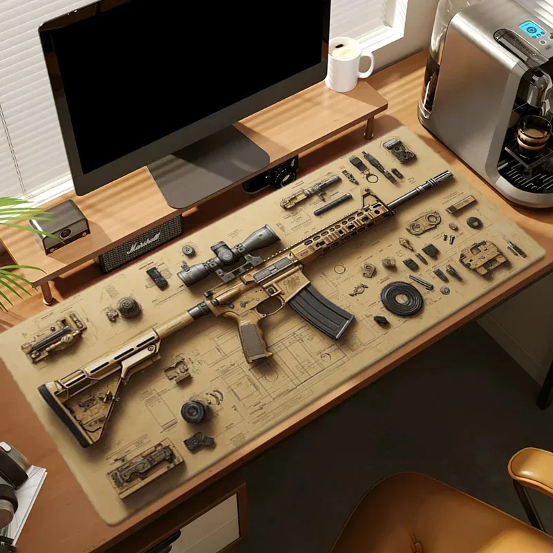 

Коврик для мыши XXL с разборкой Firearm — большой тактический игровой настольный коврик с топографическим принтом, противоскользящей поверхностью для клавиатуры и ПК