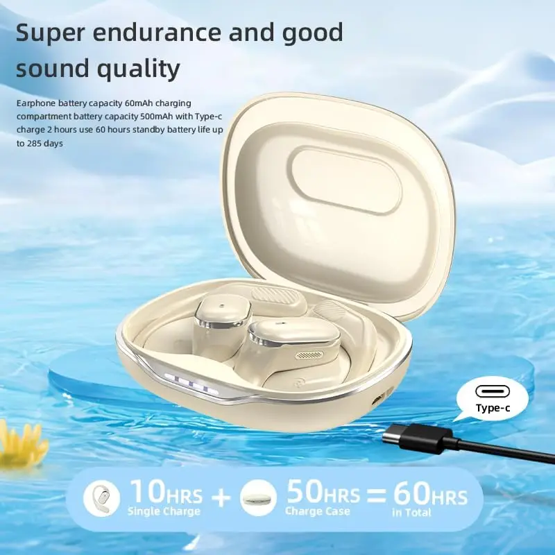 Open Ear Headphones Bluetooth 5.4 Wireless Earbuds TWS 60 Hours Playtime Dual Mic Clear Call Sports Air Conduction Headphones