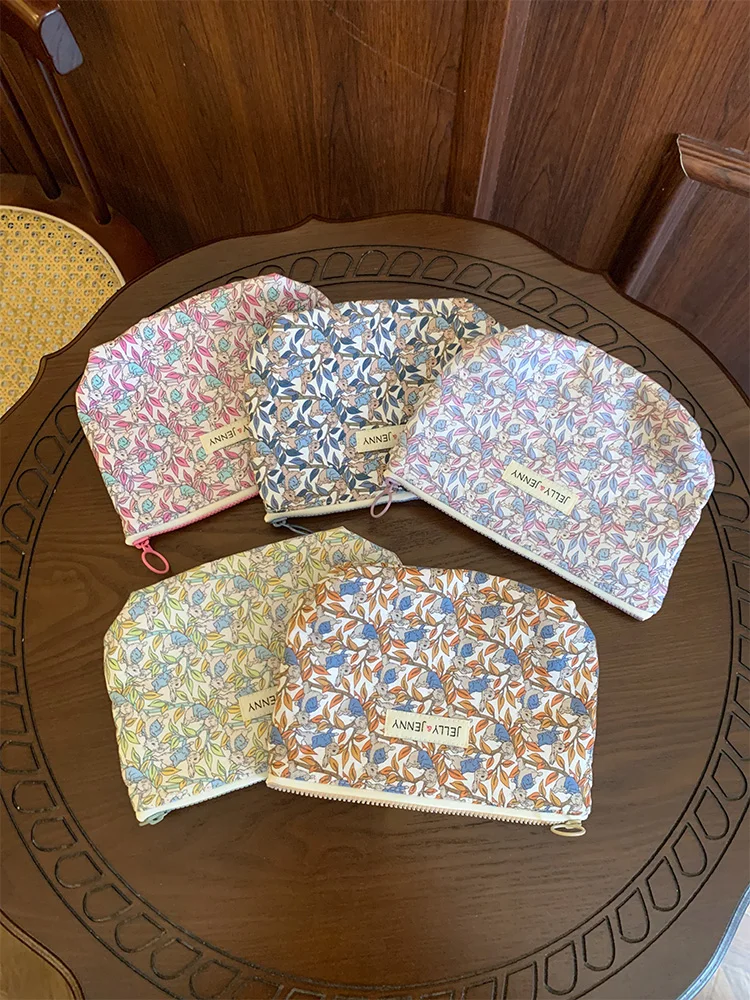 

Portable Travel Cosmetic Storage Bag Liberty Floral Print Makeup Pouch Coin Organizer Women's Handbag Accessory