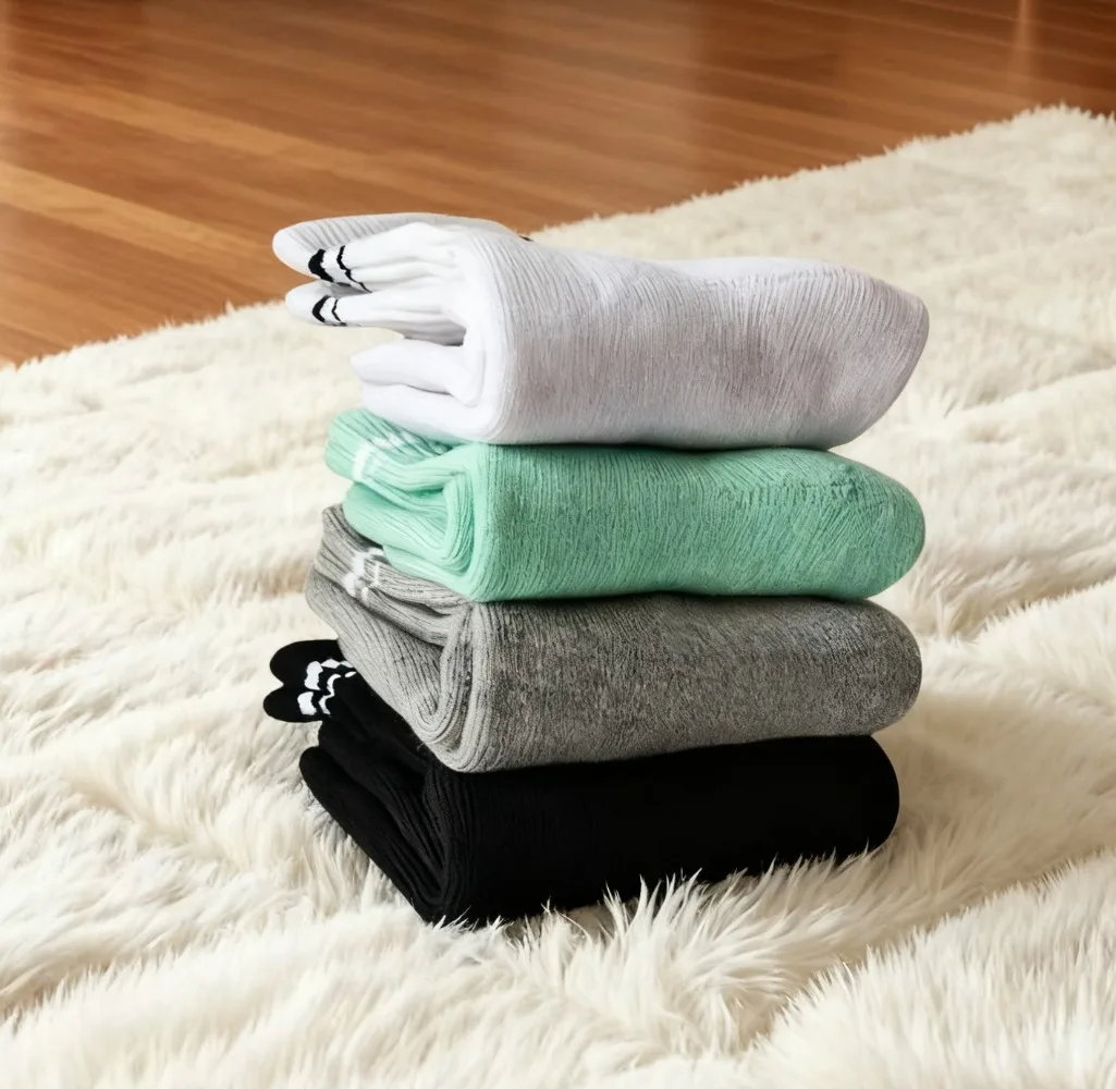 جوارب يوجا متماسكة للنساء للفصول الأربعة من القطن بتصميم كلاسيكي مريح ملون متوسط الطول رياضي للياقة البدنية جوارب طويلة لليوجا والبيلاتس #4