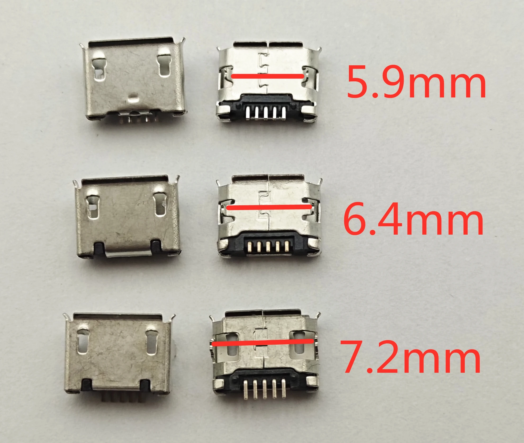 50szt Micro USB mini Złącze 5pin 5.9mm 6.4mm 7.2mm krótka igła 5P DIP2 Port danych Port ładowania dla telefonu komórkowego wtyczka końcowa