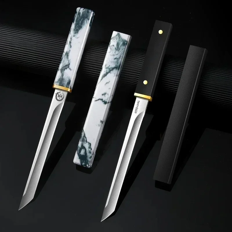 Cuchillo recto afilado multifuncional de alta dureza, cuchillo portátil para llevar en el hogar, cuchillo de fruta TB9195