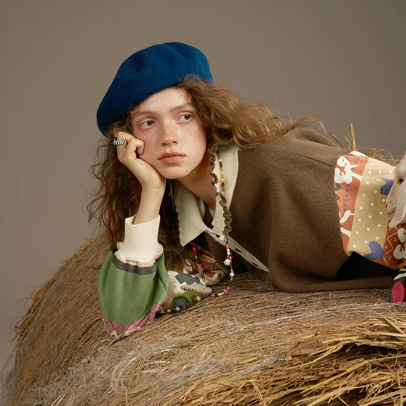 ELFSACK 2025 automne nouveautés décontracté Y2K Style campagnard Patchwork manches col à volants robe pour femme