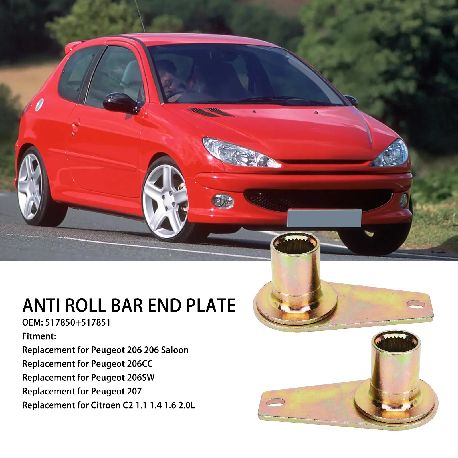 Anti Roll Bar End Plate 517850 Stabilizer Bar Link Swing Arm Replacement for Peugeot 206 206 Saloon Suspension Bar End Plate