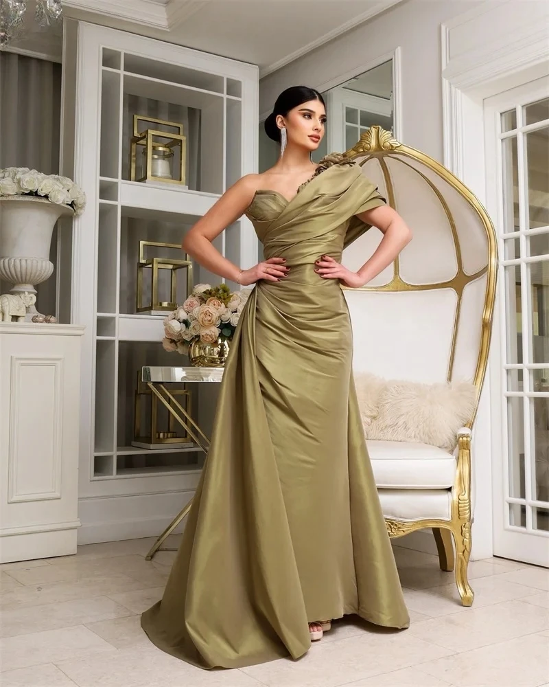 فساتين سهرة عربية سعودية مثيرة حسب الطلب زهور ثلاثية الأبعاد رداء حفلات رسمي للنساء بكتف واحد فساتين حفلات طويلة civil