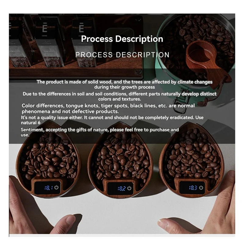 -A89Z Coffee Bean Weigher, Tea Leaf Scale, Walnut Hand Brewing Electronic Scale Coffee Bean Scale Accurate To 0.1G