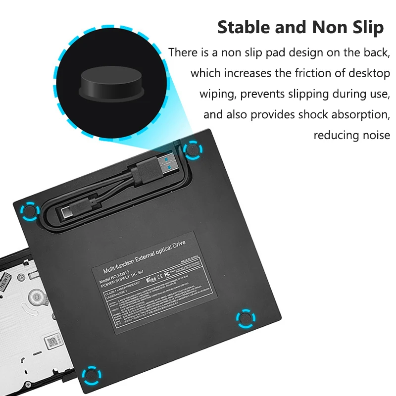 7-in-1 USB 3.0 Type-c External DVD RW CD Drive Burner Reader Player Optical Drive External For PC Laptop Desktop Mac OS