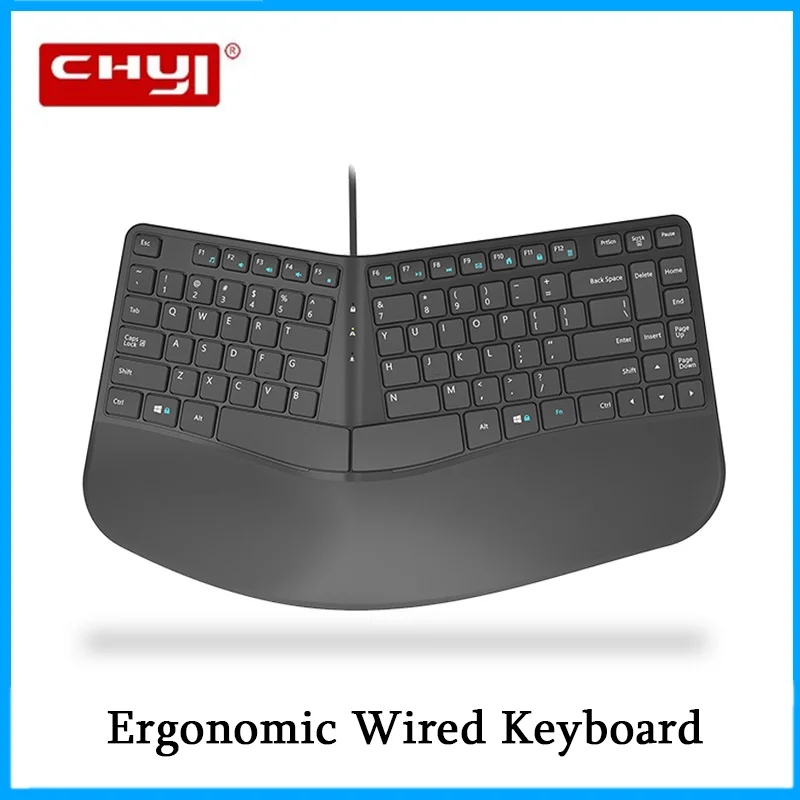 

CHYI Wired Ergonomic Keyboard USB Gaming Split Keyboard With Wrist Rest For Computer Notebook Desktop Laptop PC Office Home