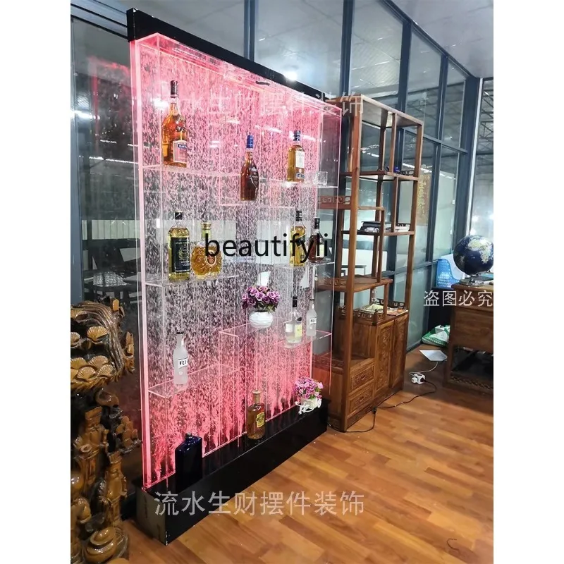 Large  Bubble Screen Wine Cabinet Water Curtain Wall Entrance Decoration Background Partition Flow Bath Curtain Ornaments