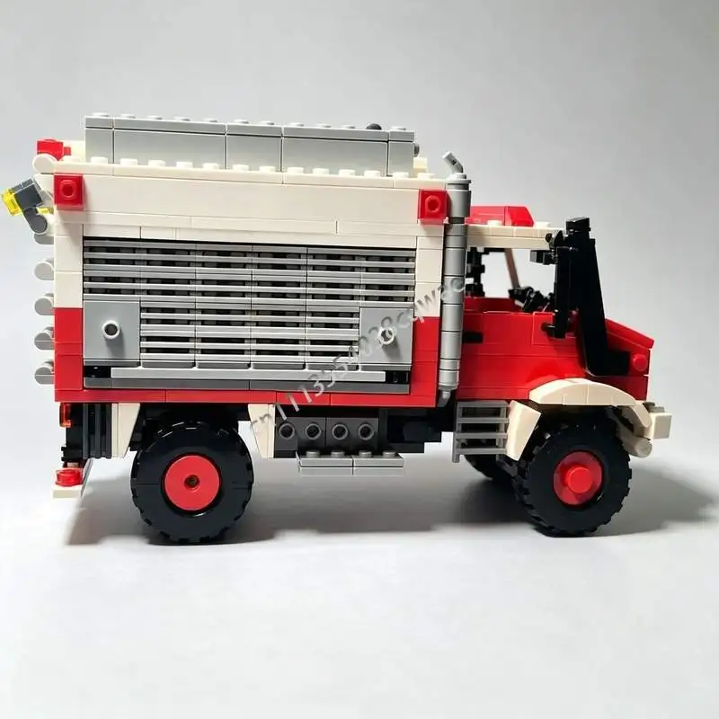 634PCS Unimog Fire Truck Emergency Vehicle Model MOC Creative Building Blocks DIY Assembly Rescue Toy Collection Display Gifts