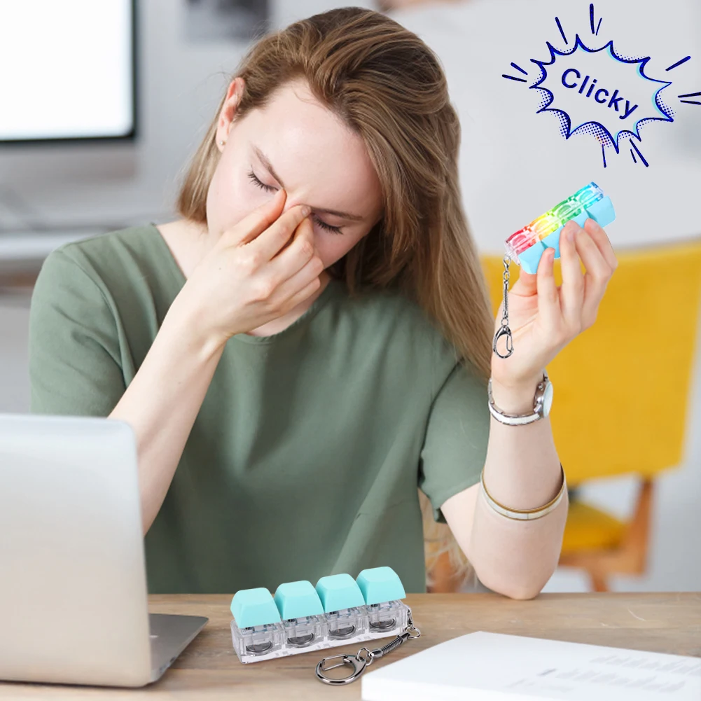 Juguetes de descompresión de teclado con luz LED, teclado Clicker DIY, juguete Fidget para adultos para aliviar el estrés y pasar el tiempo