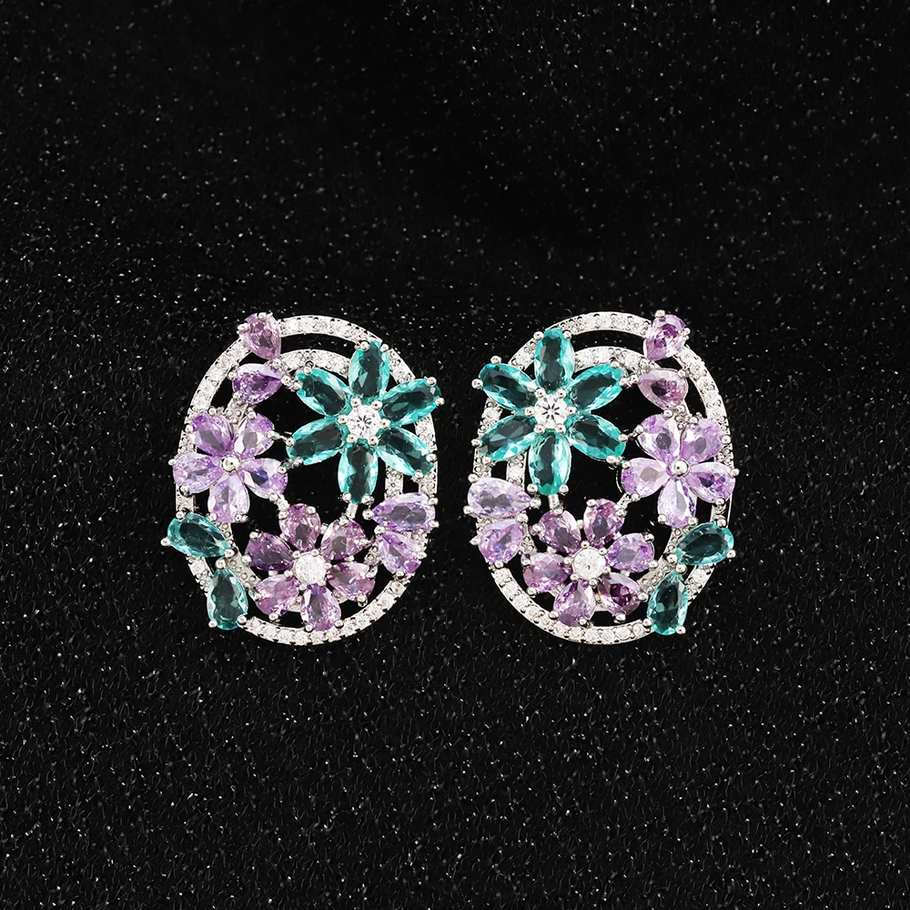 Simple Fashion Colorful Flower Earrings Hollow out Fashion High Transparent Plant Series Small Earrings Luxury Every Day Jewelry