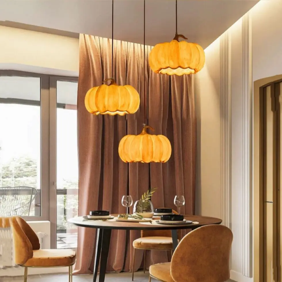 

ZK50 E27 Retro Creative Personalized Restaurant Resin Pumpkin Chandelier Hotel Cafe Bar Indoor Bedroom Decorative Lighting