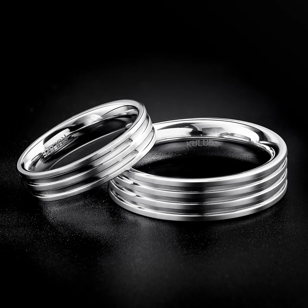 KULUZE 100% Titanium Circle Ring Luxury Shiny Love Ring Men Woman Jewelry Lovers gift Fashion Brands Smooth Glossy titanium ring