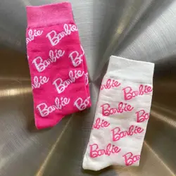 New Kawaii Cute Barbie Socks Mid Calf Socks Pink Barbie Letter Socks Sports Mid Calf Socks Trend Birthday Gifts Girlfriend Gifts