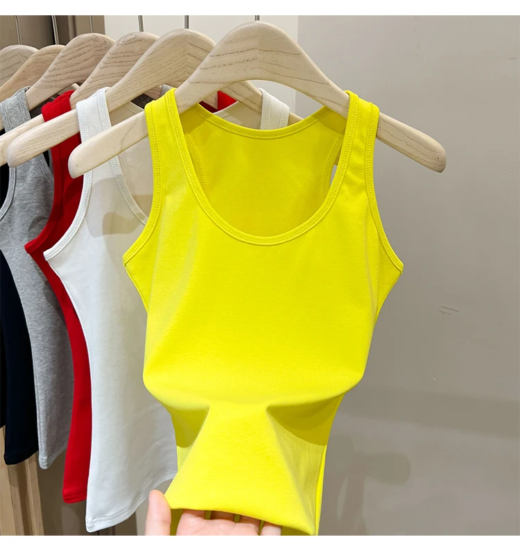 Zjaiss Damen Tanktop Einfarbiges Camisole 2026 Sommer Neu Minimalistisch Vielseitiges Ärmelloses Oberteil für Innen- und Außenbekleidung – Detail 11