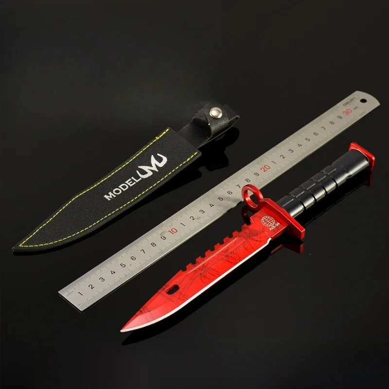 26 سنتيمتر/10.23in الذهاب لعبة المفاتيح الطرفية M9 جزار مع حافظة جلدية نماذج سلاح التدريب في الهواء الطلق سكين المعادن الحرفية دمى هدايا #5