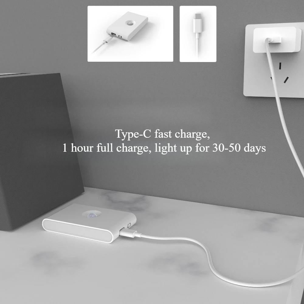 جسم الإنسان الاستشعار LED ضوء الليل، الممر الدرج الإضاءة السرير إعادة شحن جو الجدار مصباح غرفة نوم ضوء الليل المتقدمة