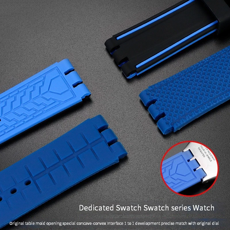 19mm 20mm 21mm Rubber Watchband for SWATCH Series YVS454 YVS451 YVS420/435 Silicone Wristband Accessories Men\'s Watch Strap