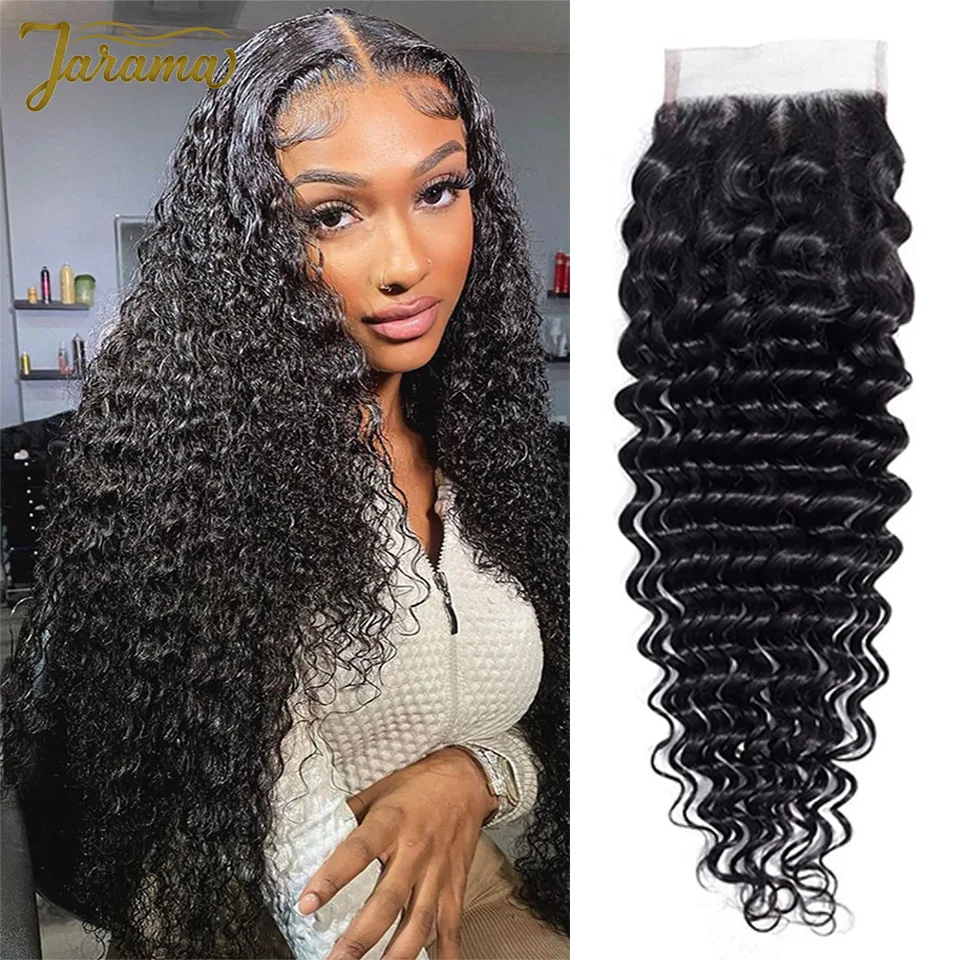 Deep Wave Human Hair Closure 4x4/5x5 Transparent Lace Closure Brazilian Closure Frontal Lace Closure Only Natural Hairline With Baby Hair