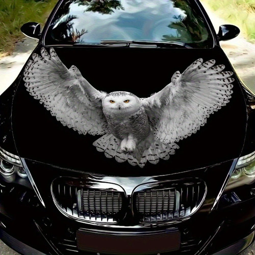 

Flying White Owl Car Wrap - PVC Cool Graphic, Durable & Waterproof Vinyl Bonnet Sticker, Easy Application For Aggressive & Sport