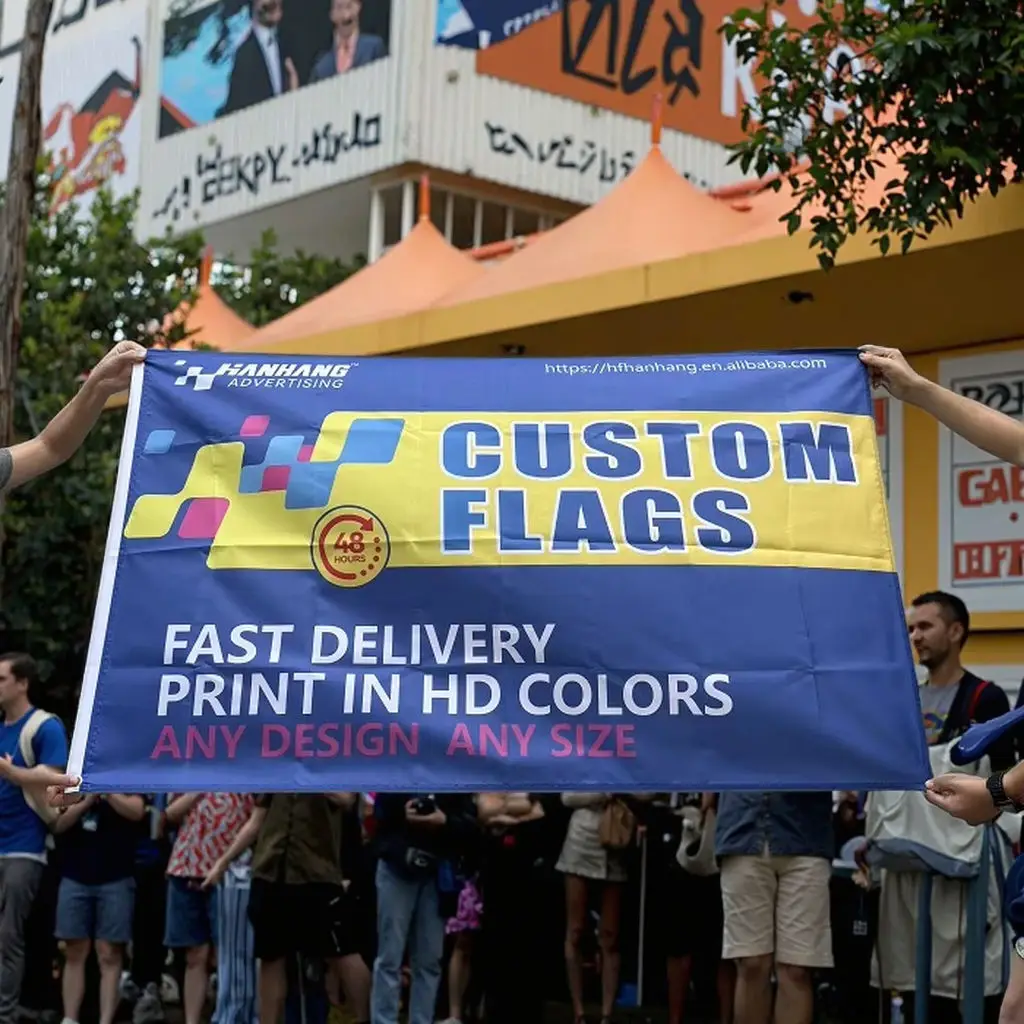 Personalized Sateen Fabric Advertising Banner Custom Image Text Colors Free Design Flag for Sports Party Home Decoration