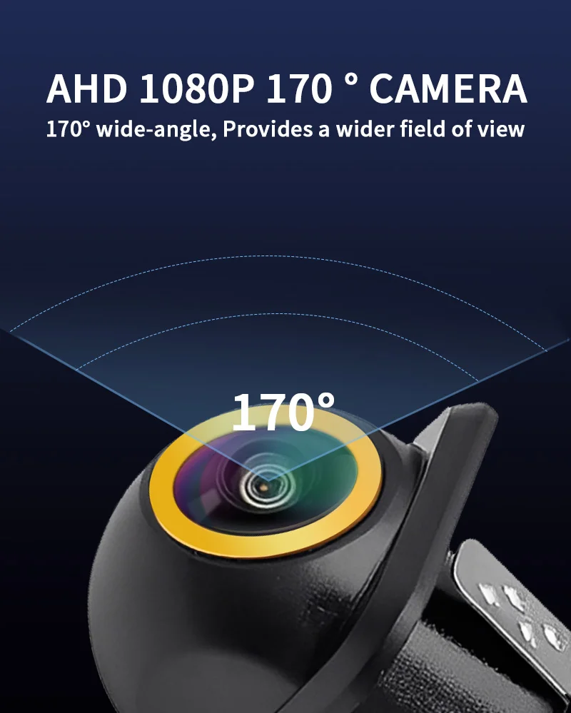 AHD 1080P/720P Fisheye Auto-Rückfahrkamera 170° ° Ultra-Weitwinkel HD Nachtsicht IP68 Wasserdichte Universelle Fahrzeug-Parkkamera – Detail 3