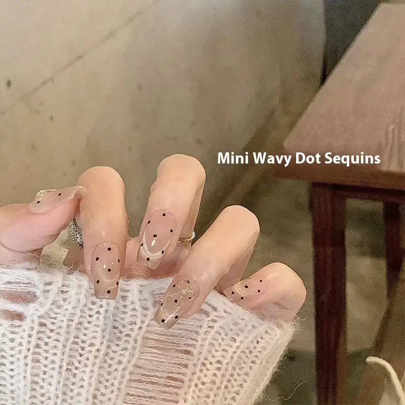 6 زجاجات من زينة الأظافر اللامعة المستديرة مقاس 1 مم، أبيض لؤلؤي، ليزر، لون قوس قزح أسود لامع للأظافر #6