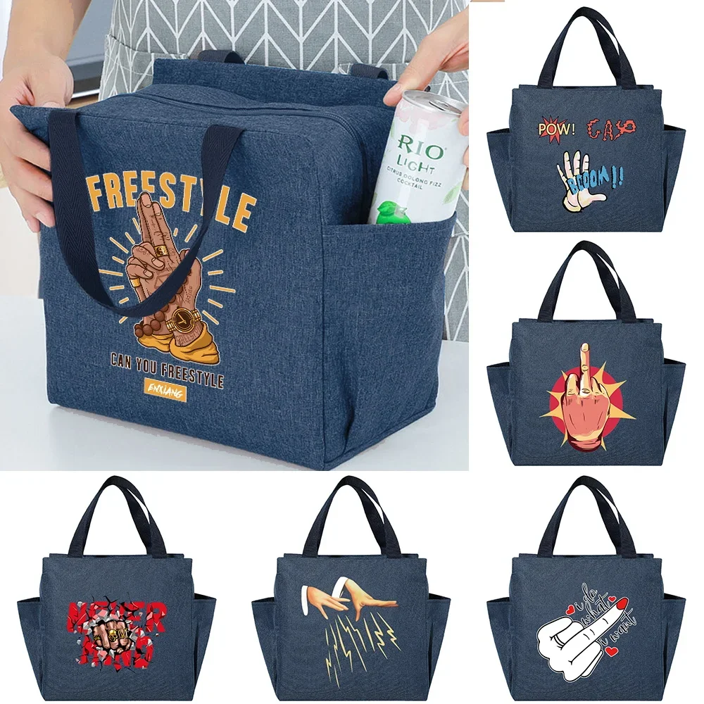 

Child Insulated Lunch Bag Portable Cooler Tote Thermal Bags Canvas Food Picnic Lunchbox for Work Handbag Cartoon Print Organizer