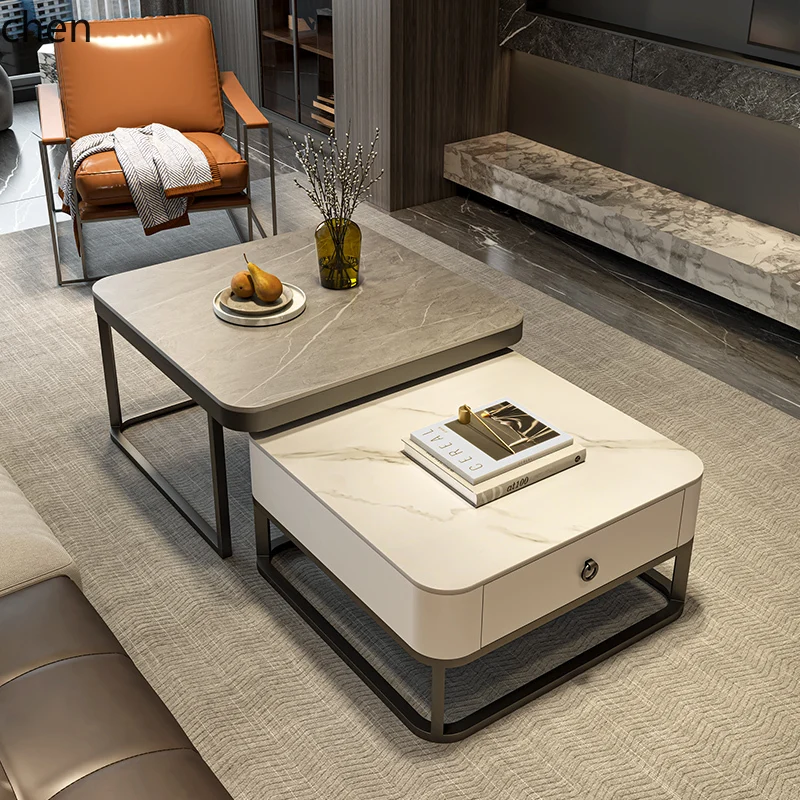 PYH coffee table light luxury modern high-end living room home simple black and white tea table small apartment