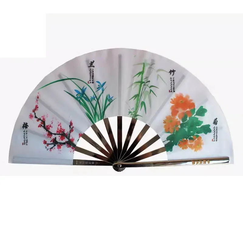 

Chinese Kung Fu Tai Chi Folding Fan Vintage Hand Fan Dance Performance Stainless Steel Handheld Fan Martial Arts