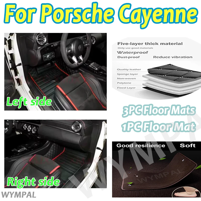 

Luxury Customized Car floor mats for Porsche Cayenne 2006 2007 2008 2009 2010 auto foot Pads automobile accessories full set