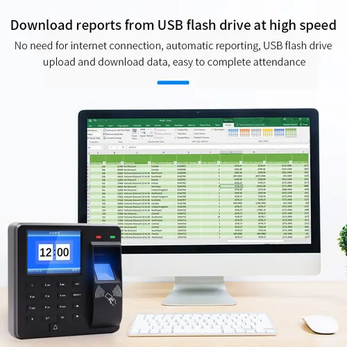 Imagen 2 del producto Reloj biométrico RFID de 125Khz con huella dactilar, grabadora de tiempo de asistencia, reconocimiento de empleo, registro de tiempo, Control de acceso de puerta