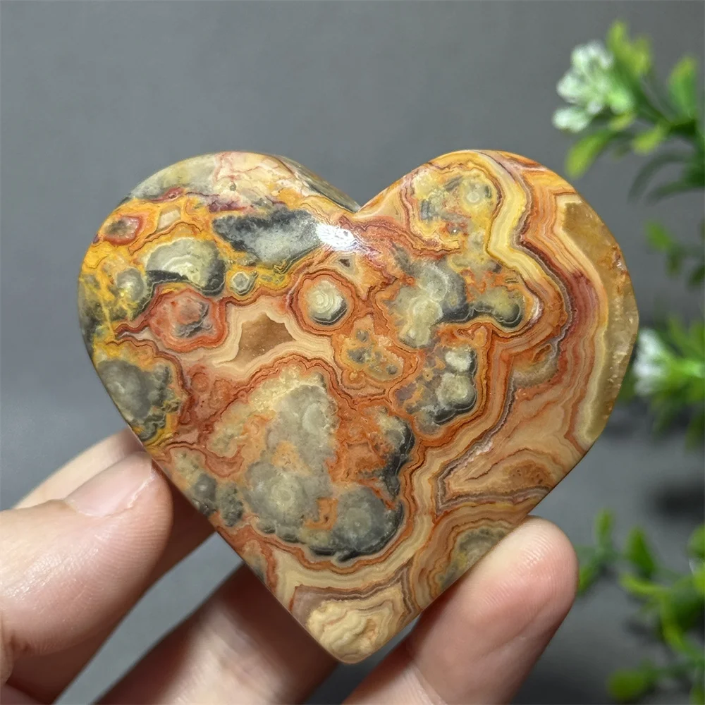 Natural Crazy Agate Heart-Shaped Mineral Specimen Reiki Healing Energy Spiritual Meditation Home Decoration Lucky Gift