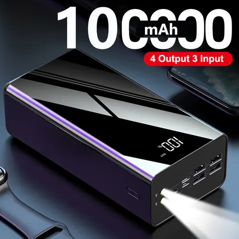 Batterie externe 100000 mAh chargeur Portable batterie externe Powerbank 100000 mAh pour iPhone 16 Huawei Xiaomi Samsung appauvrbank