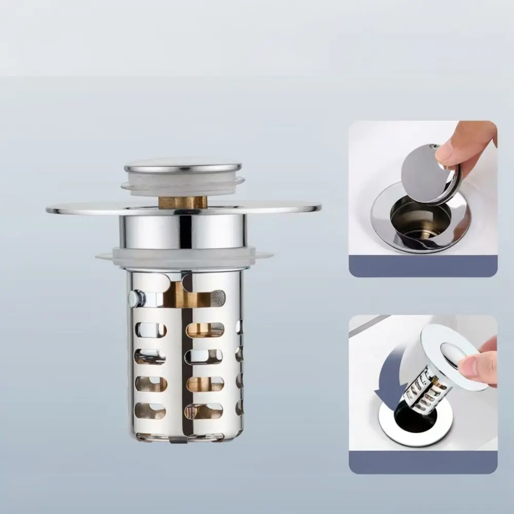 Press Type Wash Basin Drain Plug Bounce Core Filter Anti Clogging Hair Catcher Bathroom Sink Waste Stopper Accessory