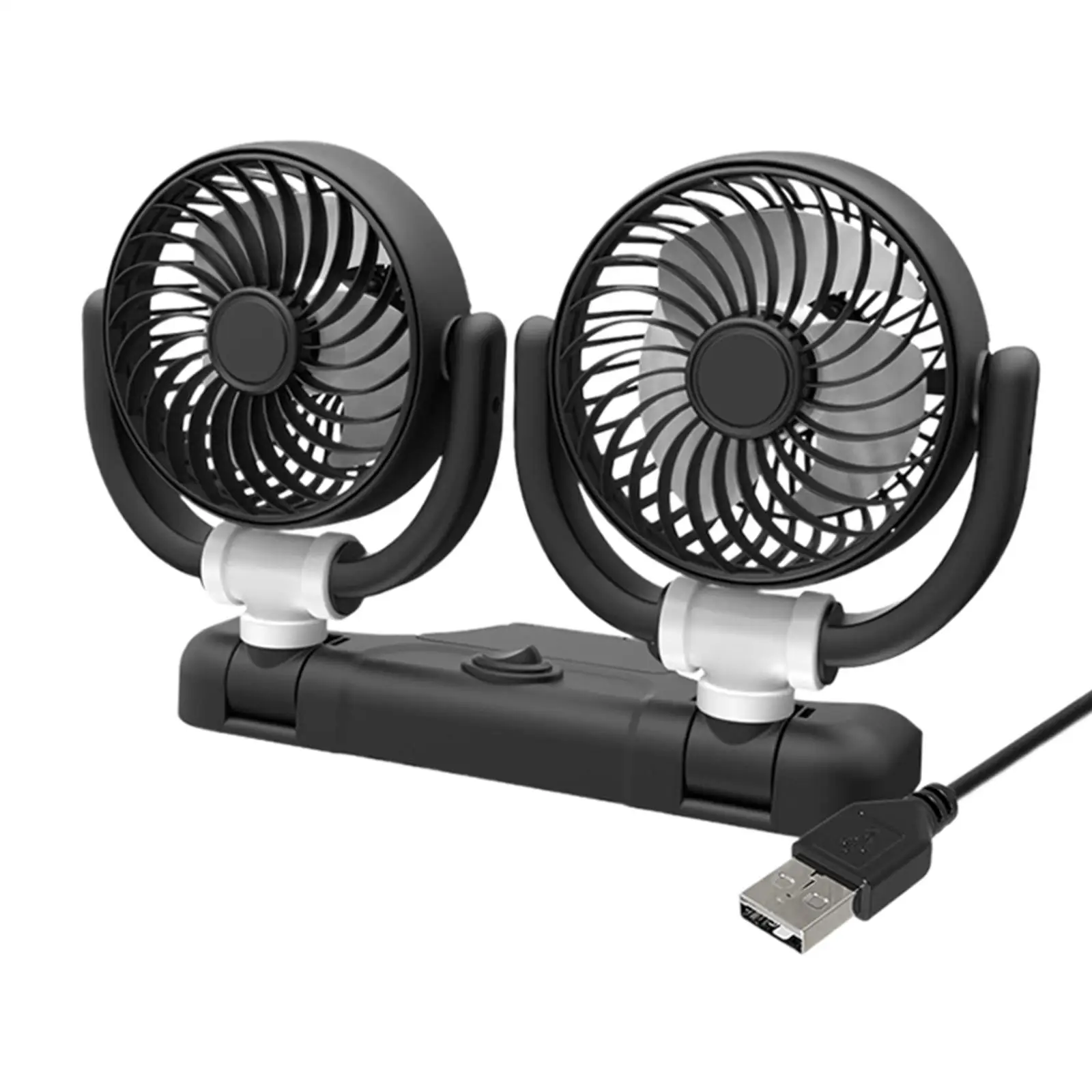 

Car Double Head Folding Fan 360 Degree Rotatable Adjustable Devices Auto Cooling