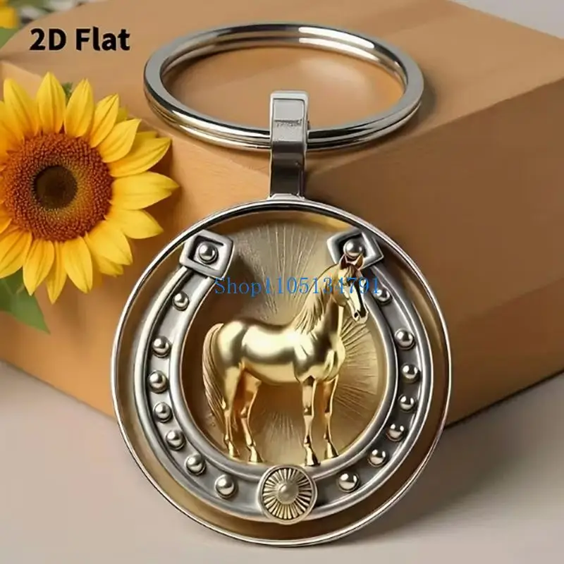 98km Golden Coated Equine Holder Resistant to Wear Oxidation Damage Keychain